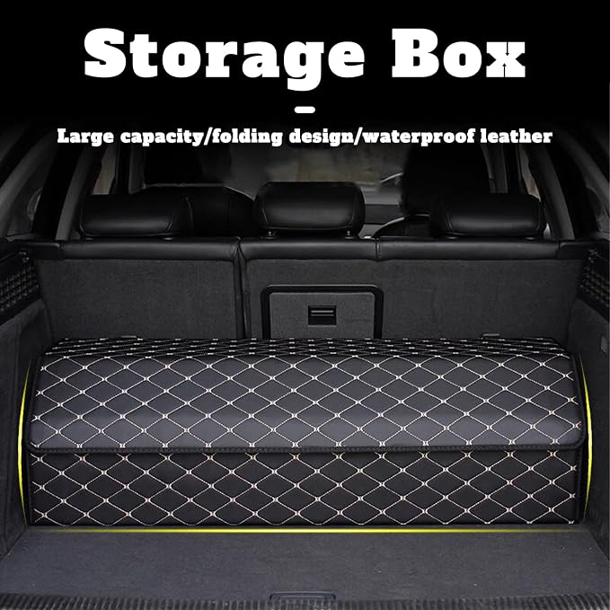 Car Trunk Organizer For Toyota Venza -Custom Fit,Leather Large Capacity Outdoor Trunk Organizer,4-Layer Cover,Diamond Quilted Pattern All-Season Use For Toyota Venza 2009-2015