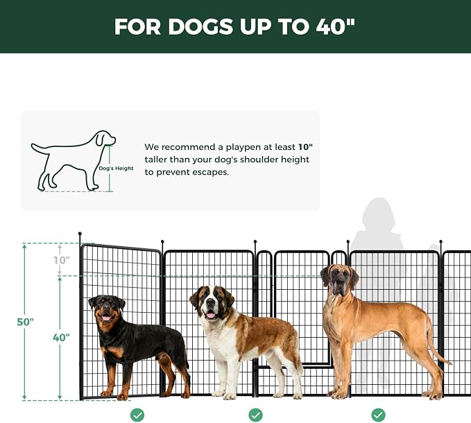 FXW Rollick Dog Playpen with RV Step Grid, 50" H, 16 Panels | Heavy-Duty & Easy setup Play Area, Helps Close Stair Gaps, Fits 32" RV Step Opening, For Ultra Large Dogs, Patented