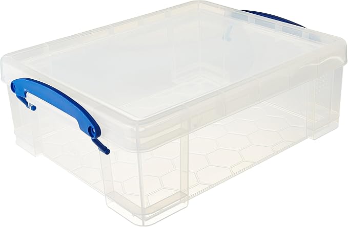 Really Useful 8.1 Liter Box, Clear | Bin with Snap Lid & Built-In Clip Lock Handles for Home or Office Organization