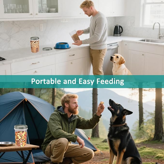 3 Pack Dog Treat Container, Small Airtight Cat Pet Treat Food Container Set | Reusable Plastic Dog Cat Treat Holder with Lid, Cute Pet Treat Cookie Food Storage Container Set for Dogs, Cats, Grey Green