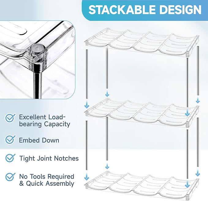 Larger Water Bottle Organizer for Stanley 40 oz Tumbler, Tumbler Organizer | Stackable Water Bottle Holder Rack for Cabinet, Kitchen Storage Organizer for for Stanley Cup Accessories, Tumbler Storage