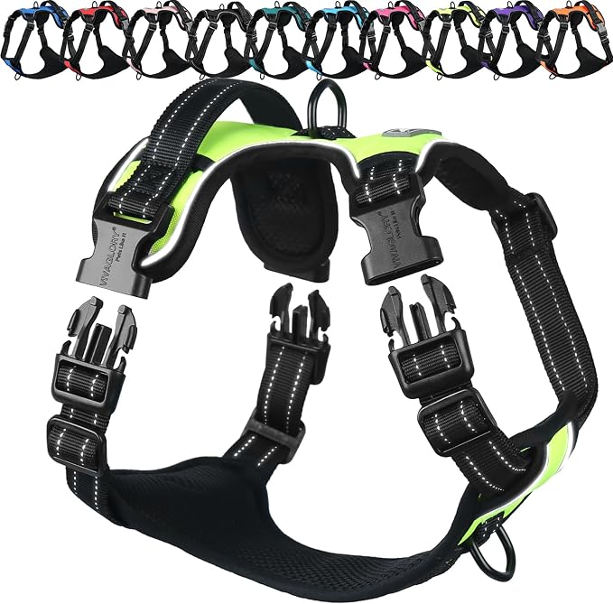 VIVAGLORY No Pull Dog Harness Vest Harness, XS, Bright Yellow - Plain | with Handle Front and Back Clip for Training & Pulling, No Pull & Escape Proof Padded Adjustable for Pet Puppy