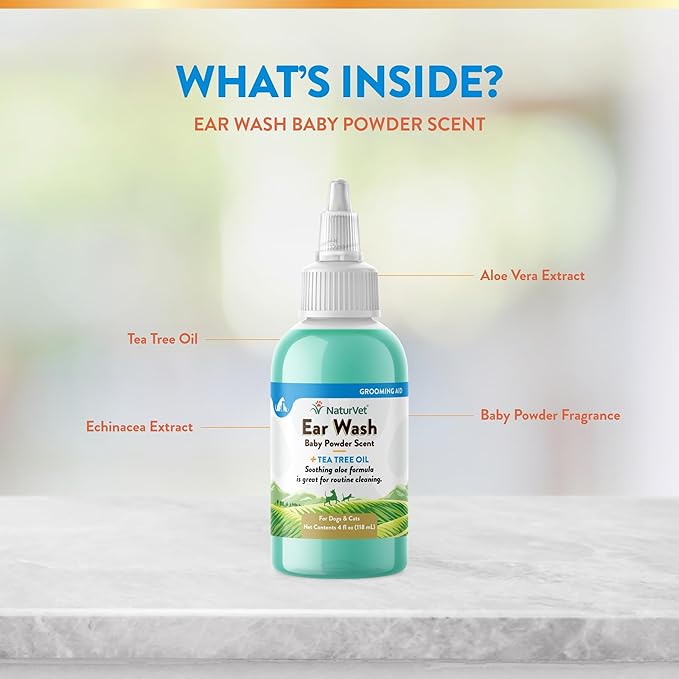 Ear Wash w/Tea Tree Oil (Aloe & Baby Powder scent) 4 oz