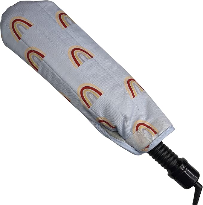 Case/Cover [Heat Resistant] for Curling Irons, Flat Irons or Straighteners, Silicone Coated Lining and Quilted Cotton Pouch for Travel, Gym, or Home [Rainbows]