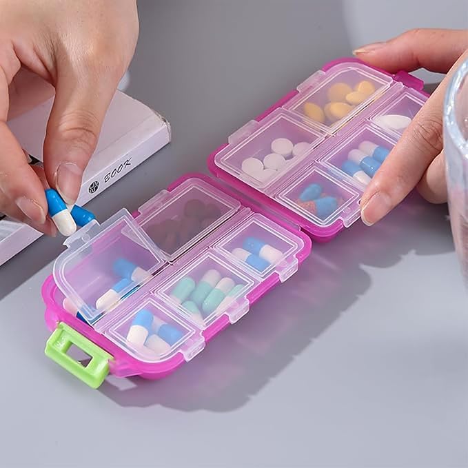 2PCS 7 Day Pill Organizer with Labels – Travel Pill Case, Daily Medication Organizer | Compact & Secure | Fits in Pocket/Purse (3.7” x 2.4”)