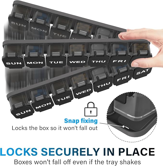 Extra Large Weekly Pill Organizer with 7 Detachable Compartments | XL Pill Organizer, Portable Medicine Pill Organizer for Supplements, Daily Pill Case for Home and Travel