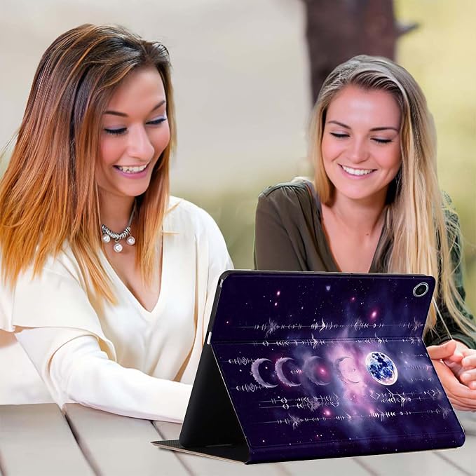 for Samsung Galaxy Tab A 8.0 2019(SM-T290/T295) Tablet Case,Premium Leather Folio Stand Auto Wake/Sleep,Multiple Viewing Stand,Moon Eclipse Starry Night Sky