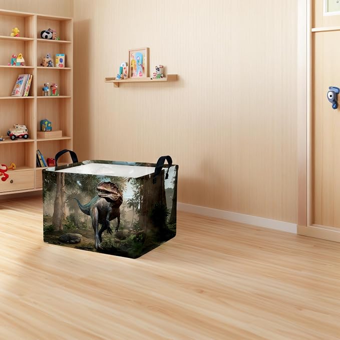 Cute 3D Dinosaur Kid Storage Basket Trendy Toy Box, Baby Laundry Hamper, & Clothes Organizer Fantastic Boy Gift & Nursery Bin for Modern Bedrooms (Tyrannosaurus Rex)