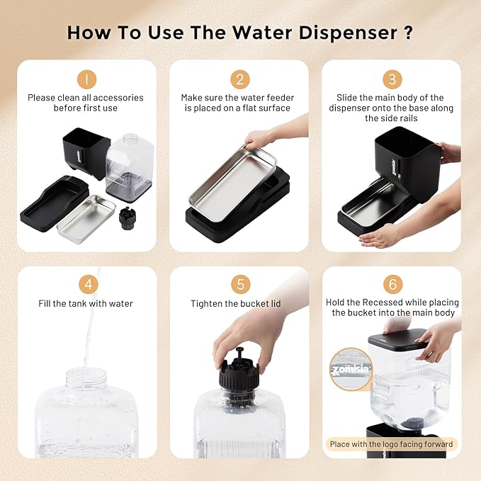 ZOMISIA Automatic Dog Water Dispenser 11L with Stainless Steel Bowl, Gravity Extra Large Capacity Water Bowl for Large-Sized Dogs, 3 Gallon Pet Waterer 100% BPA Free, Black