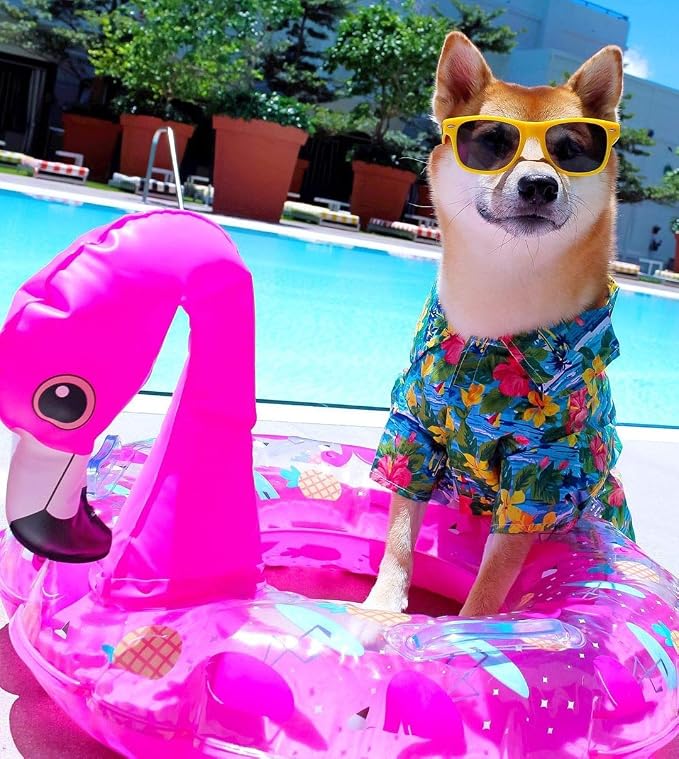 Parisian Pet Floral Dog Shirt - Cotton Clothes for Large Dogs - Stylish Dog Beach Outfit - Lightweight and Soft Puppy Clothes - Trendy Tshirts for Dogs - Comfortable Summer Vacation Pet Apparel