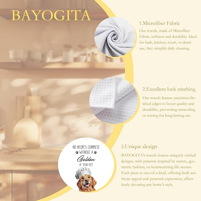 Golden Retriever Gifts Kitchen Towels Decorative, Gifts for Golden Retriever Lovers Dish Tea Towels for Kitchen Drying, Dog Mom Lovers Hand Towels, 16x24 Inch