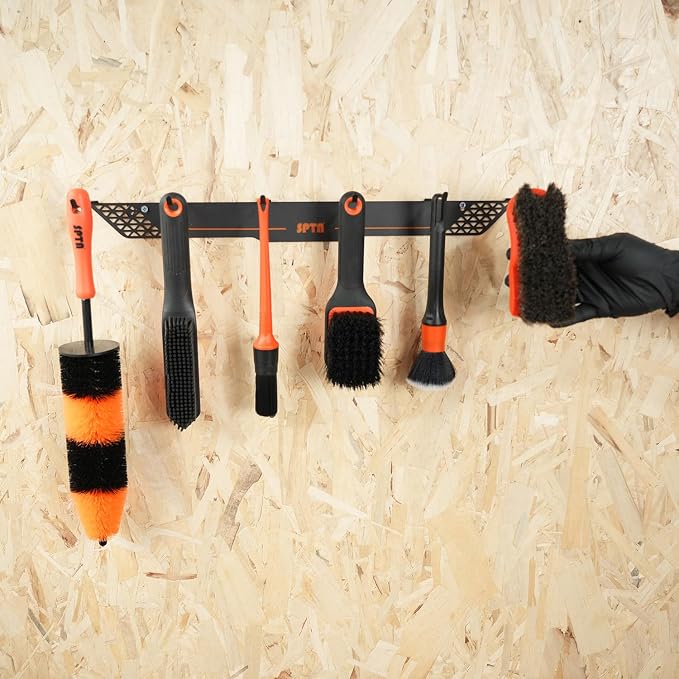 SPTA Detailing Brush Towels Hanger Detailing Brush Holder 6 Organizer Hooks Wall-Mounted Hanger Rack Car Care Organizer, Ideal for Garage Cleaning Towels Brush Car Cleaning Tools