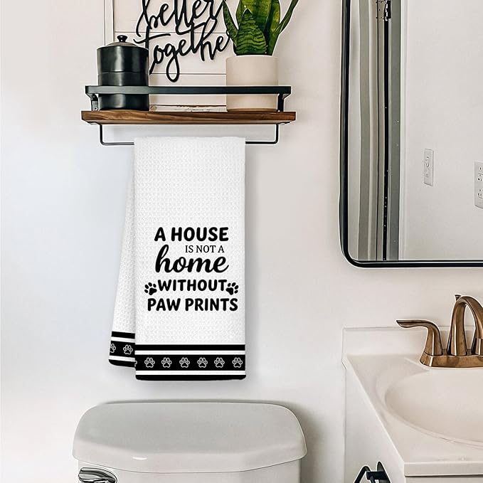 Dog Kitchen Towels, Dog Mom Gifts for Women Dish Tea Towels, Pet Lover Gifts Decorative Hand Towels for Kitchen Bathroom Decor, 16x24 Inch