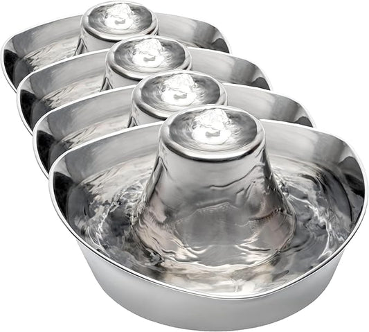 PetSafe Seaside Stainless Pet Fountain - Encourages Hydration - Dual Filtration Removes Odors - Compact Design - Rust Resistant Material - Quiet Motor -,(Pack of 4)
