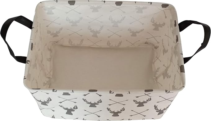 Baby Storage Basket Nursery Box Laundry Hamper Organization Bins for Toys and Clothes with Handles (Deer)