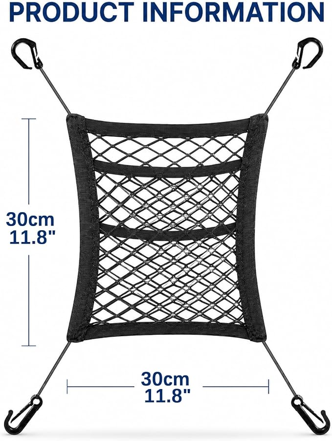 Car Net Pocket Organizer for BMW XM Label Red 2024-2026 | Rear Seat Partition Net,Back Seat Dog Barrier, Trunk Mesh Storage Bag with 3-Layer Hooks, Auto Cargo Holder