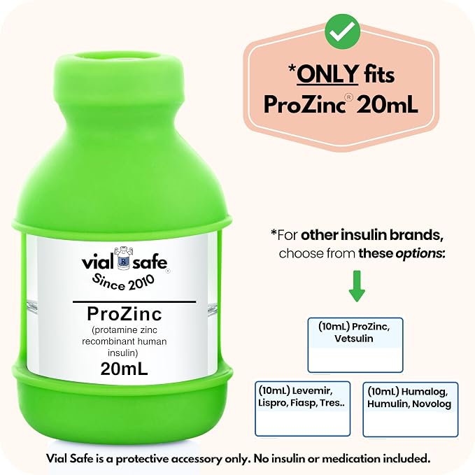 VIAL SAFE Insulin Vial Protector Case for ProZinc 20mL Cats & Dogs 2-Pack