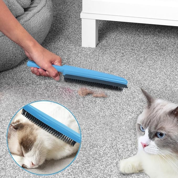 Landhope Fur Remover Broom, Rubber Broom with Squeegee Long Handle, 50 inches Sweeping Rug Brush Clean Carpet Windows Wooden Floor Sofa Bathroom Rugs Car Floor No Scratch