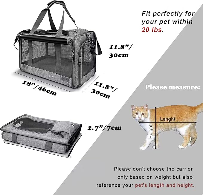 GAPZER Pet Carrier for Large Cats up to 20lbs Soft-Sided Privacy Protection | Pet Crate for Medium to Big Kitten Small Puppy Transport, Washable Dog Cloth Carry Bag Home Outdoor Car Travel, Vet Visits