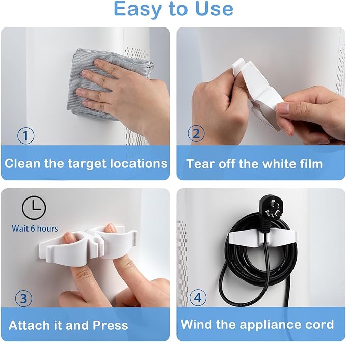 Lancord Cord Organizer for Appliances, 12 Pack Appliance Cord Organizer | Upgraded Kitchen Appliance Cord Organizer Stick On Cord Wrap Cord Holder for Appliances Mixer, Coffee Maker, Pressure Cooker