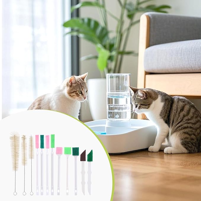 Pet Water Fountain Cleaning Brush Dog Cat Water Fountain Cleaning Sponge Pet Drinking Dispenser Cleaning Kit Fit Most Pet Water Dispensers (14 Pcs)