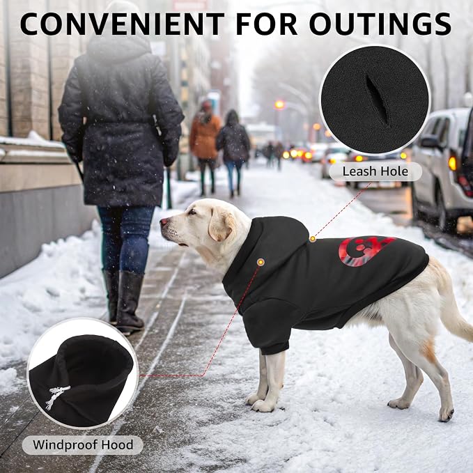 SCENEREAL Valentine Dog Hoodie Sweaters with Leash Hole, Warm & Soft Fleece Dog Sweater & Sweatshirt for Small Medium Large Dogs, Pets Clothes Cold Weather Costume, Heart Print S
