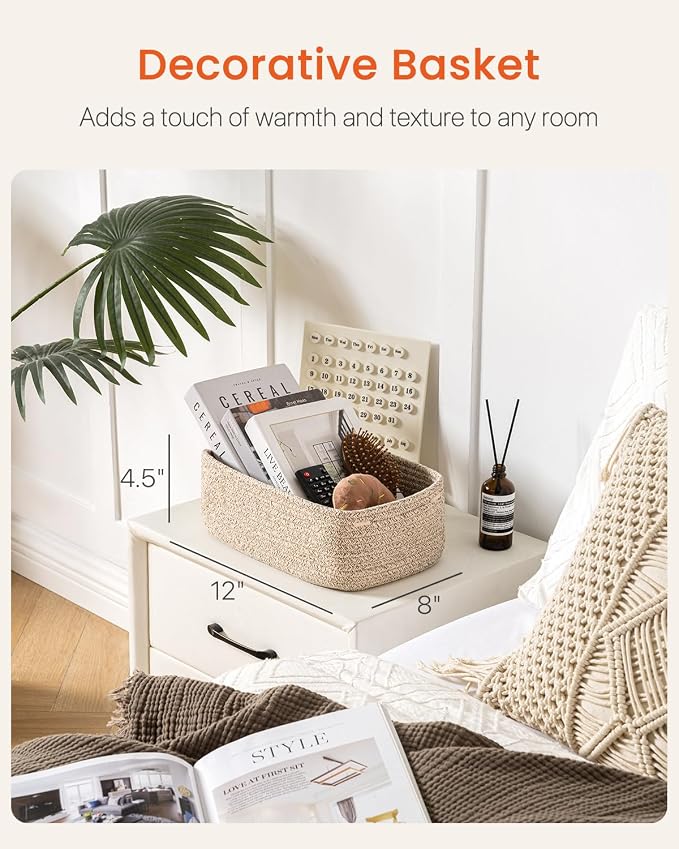 KALLAX Small Woven Storage Basket for Organizing, 12 x 8 x 4.5 inch, 3 Pack | Shelf baskets for closet organization, toy storage and home decor, Perfect as empty gift baskets for holidays, Mixed Brown
