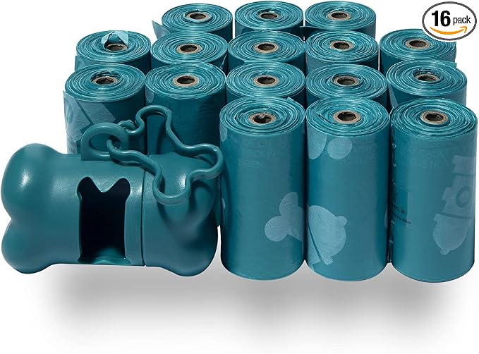 Best Pet Supplies Poop Bags for Dogs - Turquoise, 240 Count | Scented, Leak-proof, Easy-Tear perforations, 15 Thick Bags per roll, Outdoor Walking & Travel, Fits Standard Holders