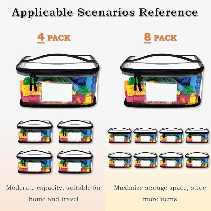 Upgraded Large Storage Toy Organizer, Clear Toy Bags with Label & Manual Pocket for Puzzles (8PCS)