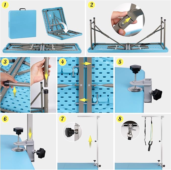 46" Large Dog Grooming Table for Large Dogs | Foldable Pet Grooming Station, Adjustable Height, Portable Drying Table, With Arm Noose for Dogs Cats ﻿
