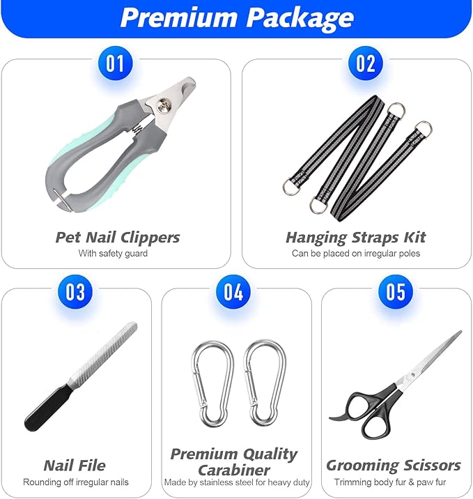 ATESON Pet Grooming Hammock for Small Dogs & Cats with Nail Clippers/Nail Trimmers/Grooming Scissors, Dog Grooming Harness for Nail Trimming, Pet Grooming Sling Helper