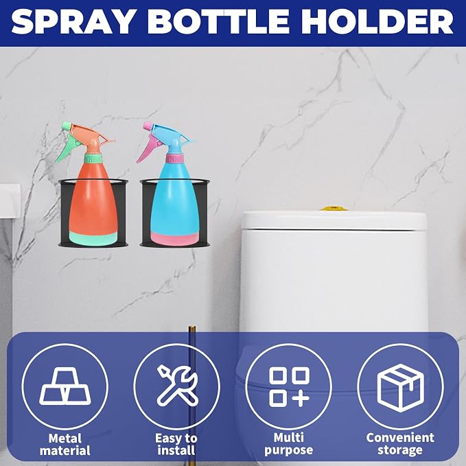 4 Pack Spray Bottle Holder, Metal Spray Bottle Holder Wall Mounted Can Rack Easy to Mount and Use, Easy to Organize and Store Spray Can Rack Suitable for Kitchens
