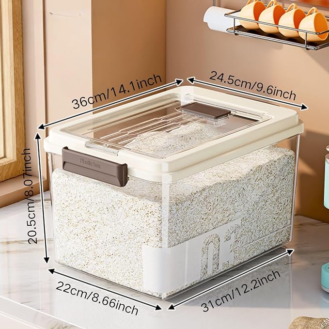Saim Rice & Flour Storage Container, Food Grade PP PET BPA-Free, Large Capacity 20lbs & 30lbs Clear Lid,Kitchen Pantry Organization Dry Food Cereal Grain Sugar Pasta Canister