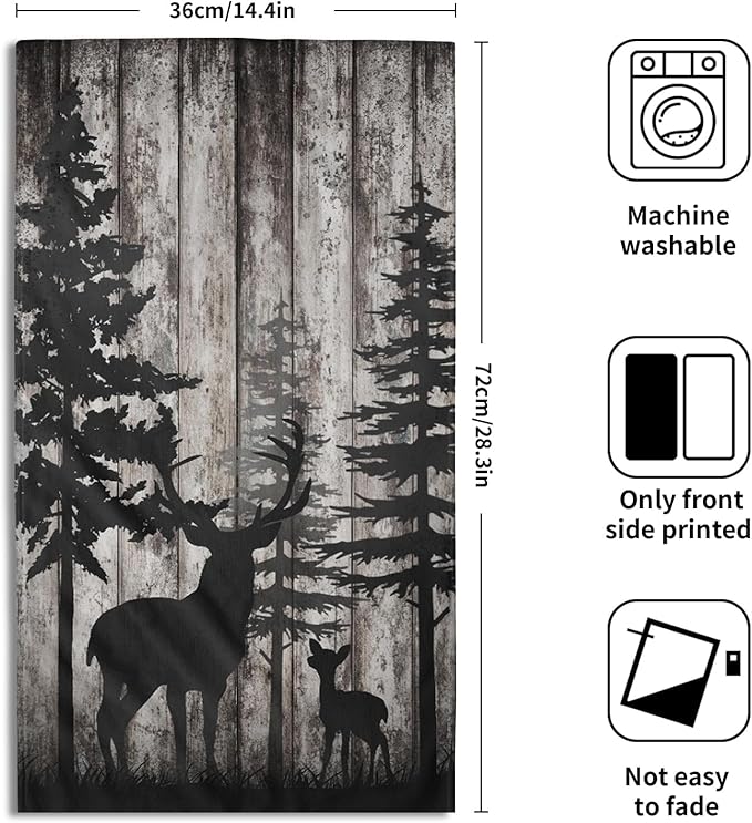 Giwawa Forest Deer Hand Towels Wildlife Animal Fingertip Towels Set of 2 Soft Guest Face Towel Bathroom Decorations Thin Kitchen Tea Dish Towels