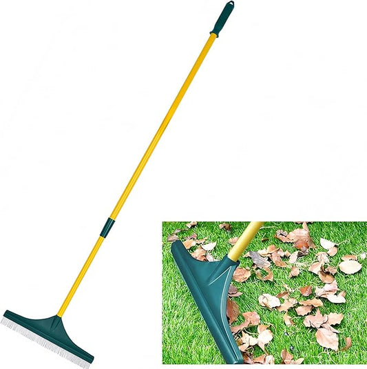 Artificial Turf Rake, Leaf Rake, Carpet Rake - 2026 New 3-in-1 Garden Rakes with Dense Tooth Broom, Adjustable 32 to 55 Inches Steel Handle for Artificial Grass Lawn Leaf Removal, Pet Hair Removal