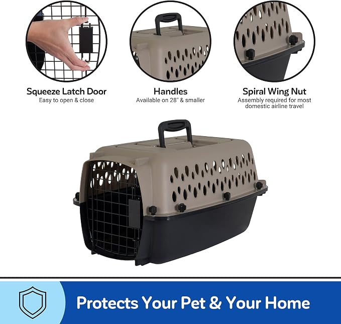 Petmate Vari Dog Kennel, Carrier, XS 19in, Up to 10lbs, Taupe | Airline Friendly and Made of Durable Plastic, This Pet Crate Works Great for Home and Travel