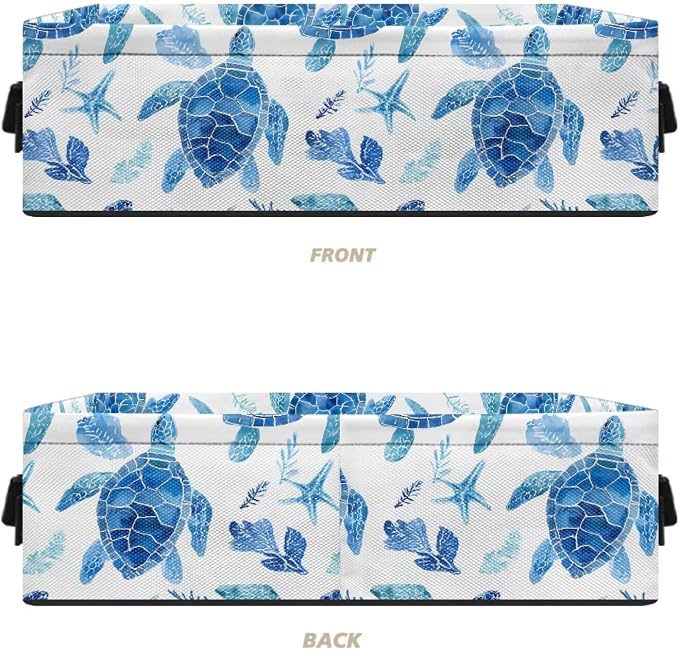 Sea Turtle Toilet Paper Basket,Bathroom Basket Decorative Shelf Bin Organizer for Toilet Tank Topper Countertop Shelves, Decor for Bedroom Living Room