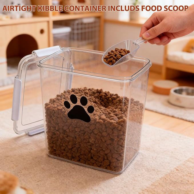 15lb Dog Food Container with Lid, Airtight Pet Food Treat Storage Bin for Dog Cat, Plastic Dogs Kibble Container for Kitchen Counter-Keep Food Fresh Crispy-BPA free