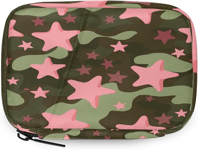 Weekly Pill Organizer Travel Size Bag with Removable 7 Day Pill Box Portable Vitamin Case Purse with Zipper,Star Camo Pattern