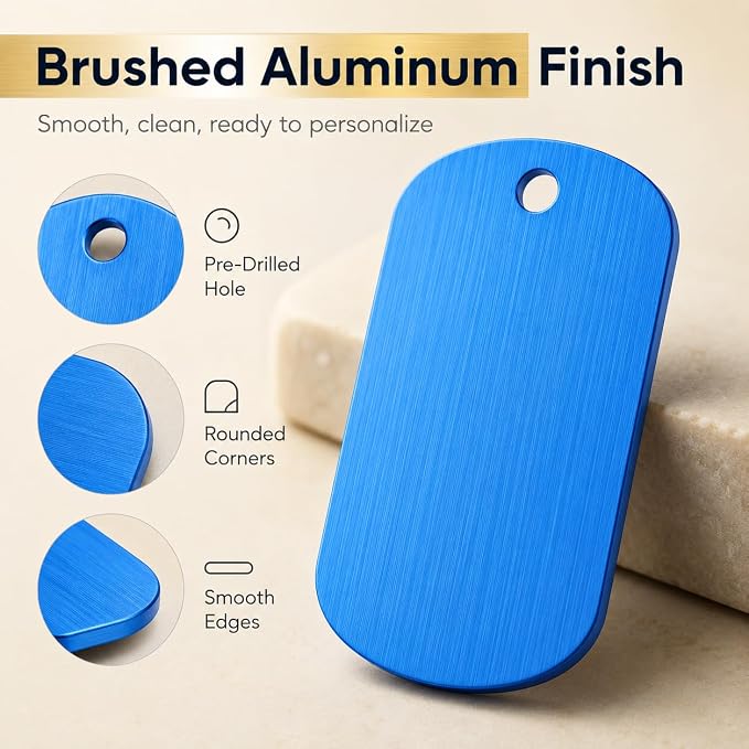 100 Pack Blank Dog Tags, Aluminum Dog Tag Blanks | 1.97 x 1.14 in Metal Stamping Blanks with Hole for Engraving, Pet Tags and DIY Crafts, 10 Colors