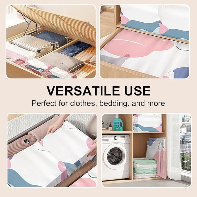 No Pump Vacuum Storage Bags,2026 New No Pump Large Vacuum Storage Compression Bags,Thick and Airtight Reusable Organizer Suitable for Clothes, Blankets, Bedding, Travel, and Closet Storage (5, Large)