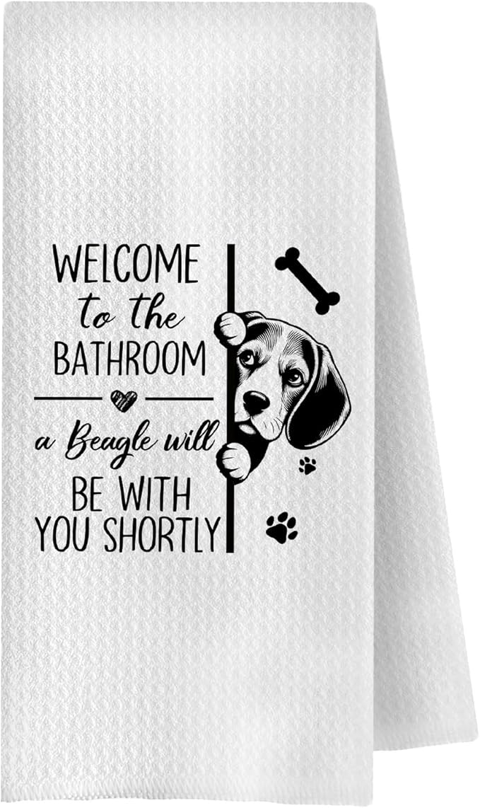 Funny Beagle Bathroom Hand Towels, Beagle Gifts for Women Men, Dog Lover Gifts Decorative Hand Towels for Bathroom Washroom Toilet Restroom, 16x24 Inches