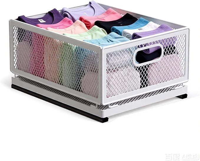 Slide-Out Storage Baskets W9.4"xD11.8"xH6.1" Rustproof Carbon Steel pull out Organizers with Super Strong Adhesive for Home Kitchen Drawers, Shelves, Cabinets