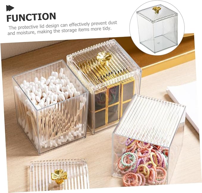 Cotton Pad Holder Organizer Elegant Cosmetic Storage Box for Cotton Swabs and Pads Compact Design for Bathroom Vanity and Makeup Table Pet Material