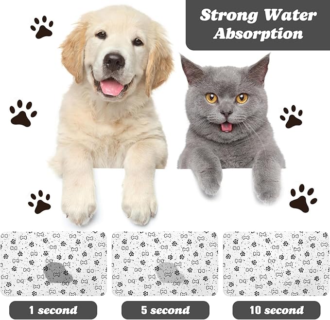 Dog Food Mats,Cat Absorbent Water Bowl Feeding Mats Pet Placemats for Food and Water Spot 16 * 24 inch