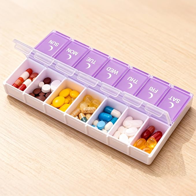 Pill Organizer 2 Times a Day, Large Weekly AM PM Pill Box, Day Night Medicine Organizer, Pill Case Twice A Day, 7 Day Pill Container