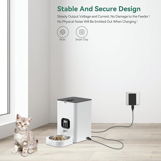 USB Power Cord Compatible with VOLUAS VL002 Cat Feeder Pet Food Dispenser