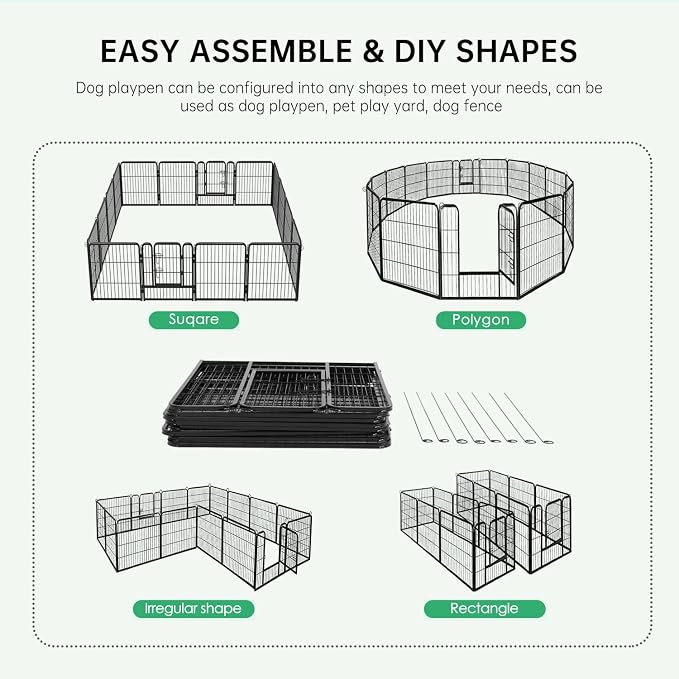 BestPet | Dog Playpen | 40", 16 Panels | Heavy Duty Metal Pet Exercise Pen | Indoor/Outdoor Fence Panels | Rust-Resistant, Removable, Tool-Free Setup | Anti-Skid, Expandable Design