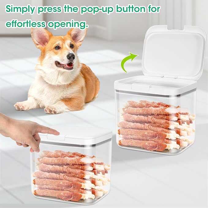 TBMax Large Dog Treat Container Bins 4.75 Qt with One-Press Flip-up Lid, Airtight Pet Dog Cat Treat Jar for Countertop, Pet Biscuit Canister Cookie Holder