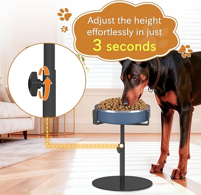 2 Pack Elevated Dog Bowl Stand, Adjustable Height 8-16in, Width 6-10in | Extra-Stable Tall Single Lifted Food Holder for Large Medium Size Breeds, Metal Non-Slip Raised Dish Riser Pet Water Feeder